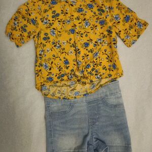 Levi's Yellow Floral Top and Denim Shorts Set